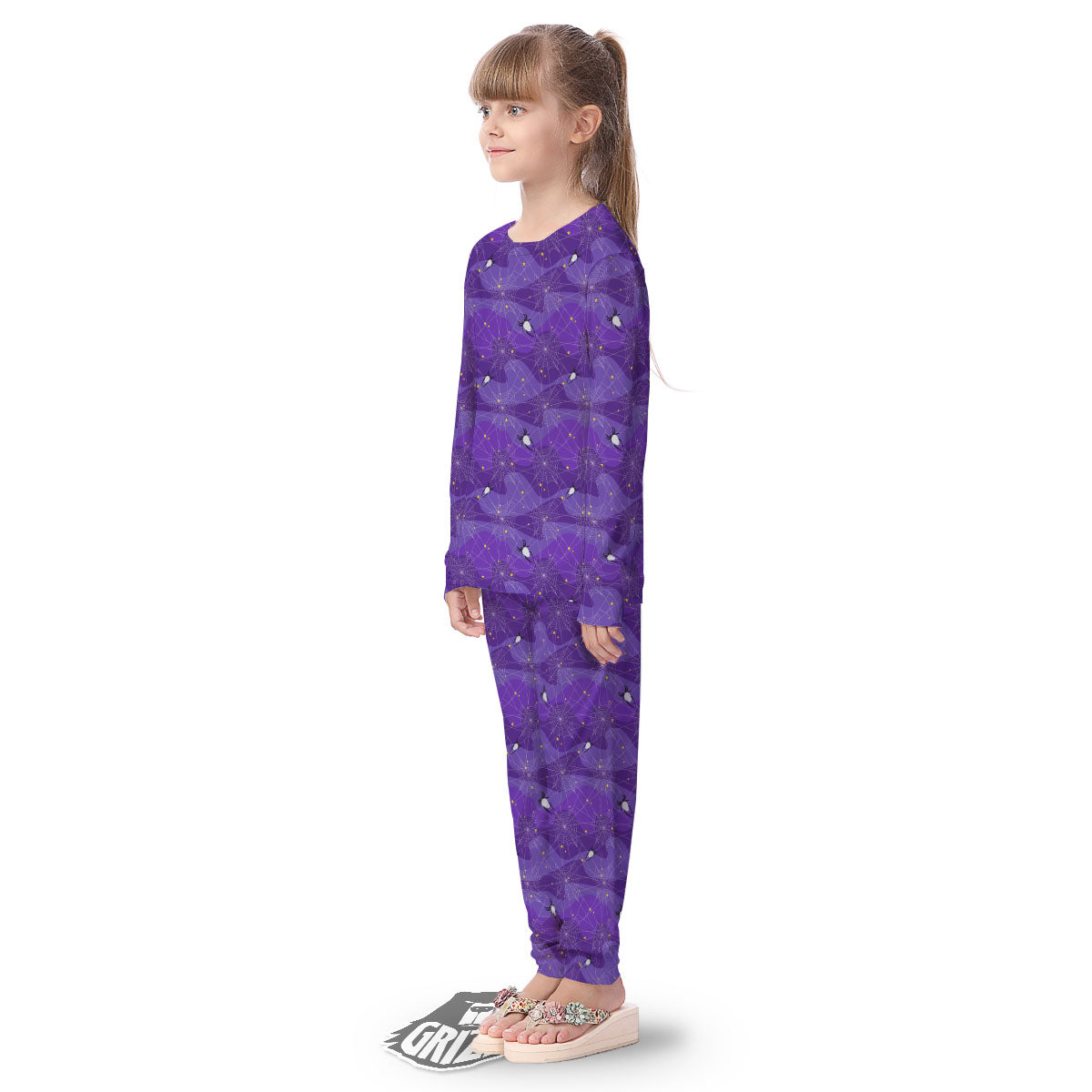 Spider Web Purple Print Pattern Kid's Pajamas-grizzshop
