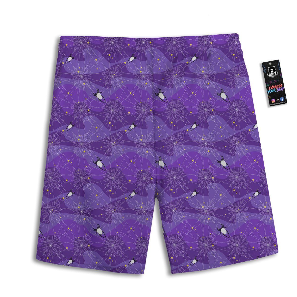 Spider Web Purple Print Pattern Men's Athletic Shorts