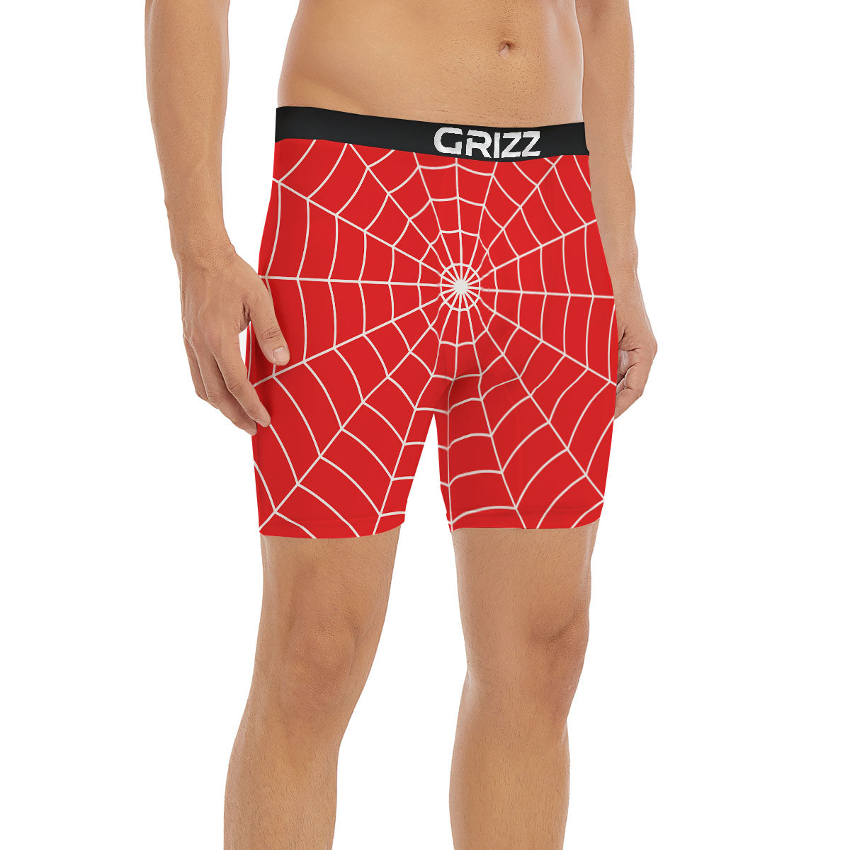 Spider Web Red Print Boxer Briefs-grizzshop