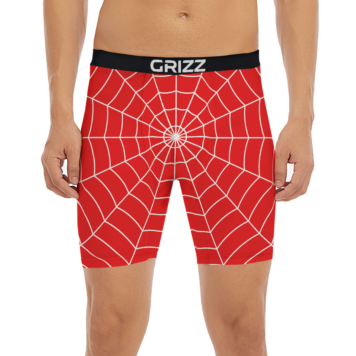 Spider Web Red Print Boxer Briefs-grizzshop