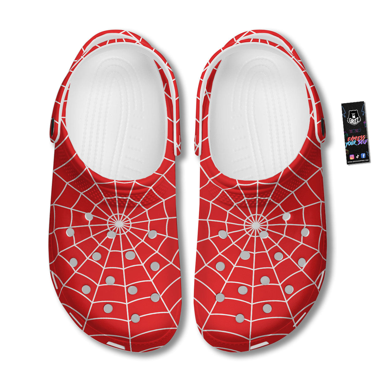 Spider Web Red Print Clog-grizzshop