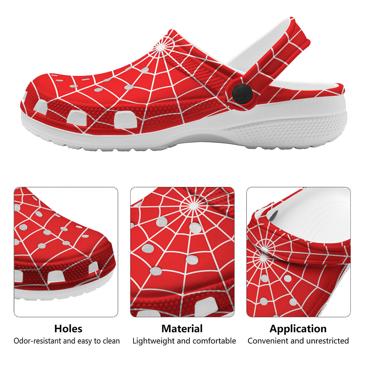 Spider Web Red Print Clog-grizzshop