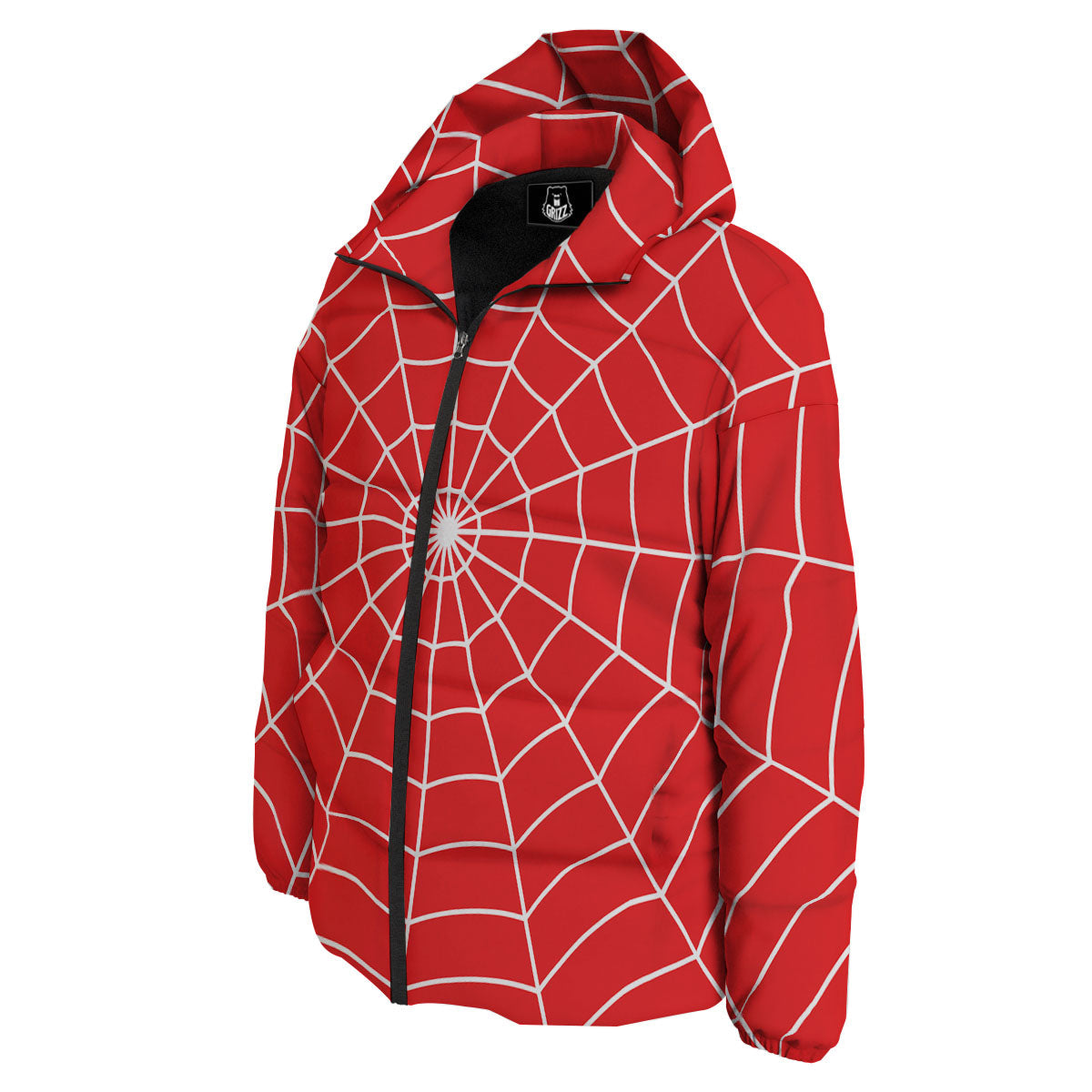 Spider Web Red Print Down Jacket-grizzshop