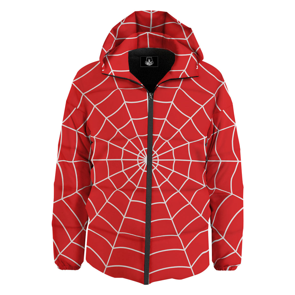 Spider Web Red Print Down Jacket-grizzshop