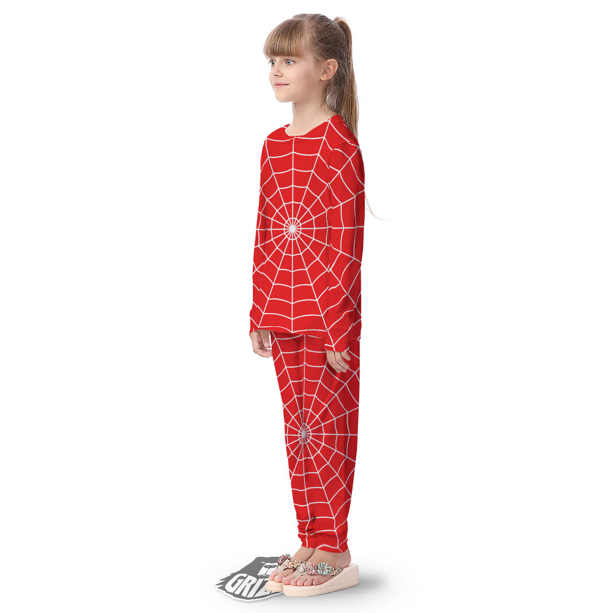 Spider Web Red Print Kid's Pajamas-grizzshop
