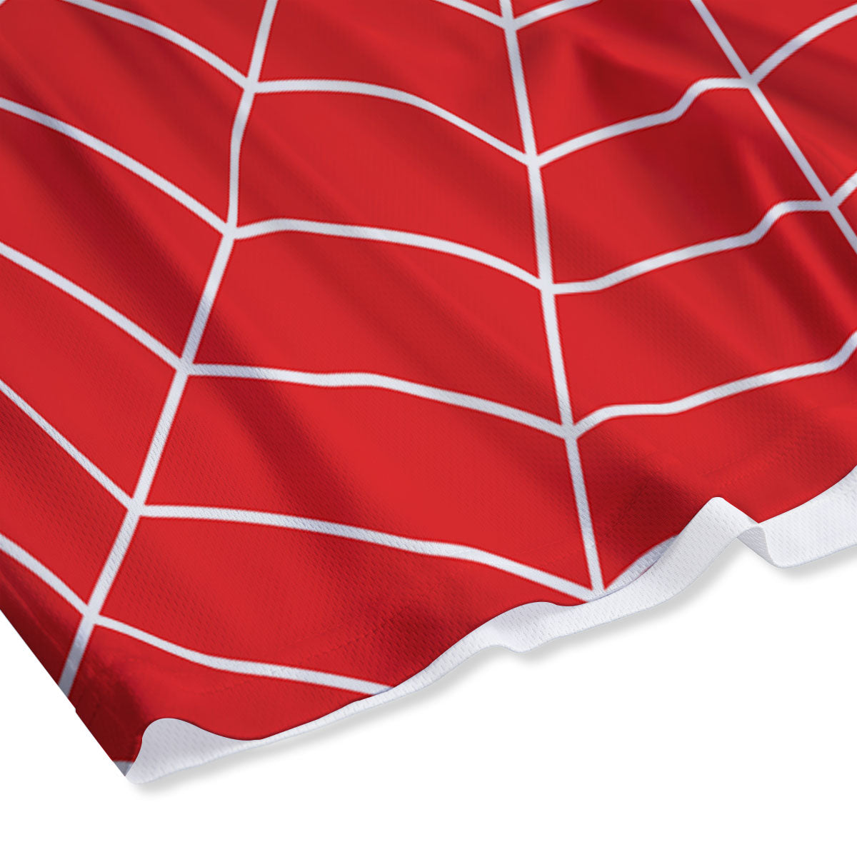Spider Web Red Print Mesh Shorts