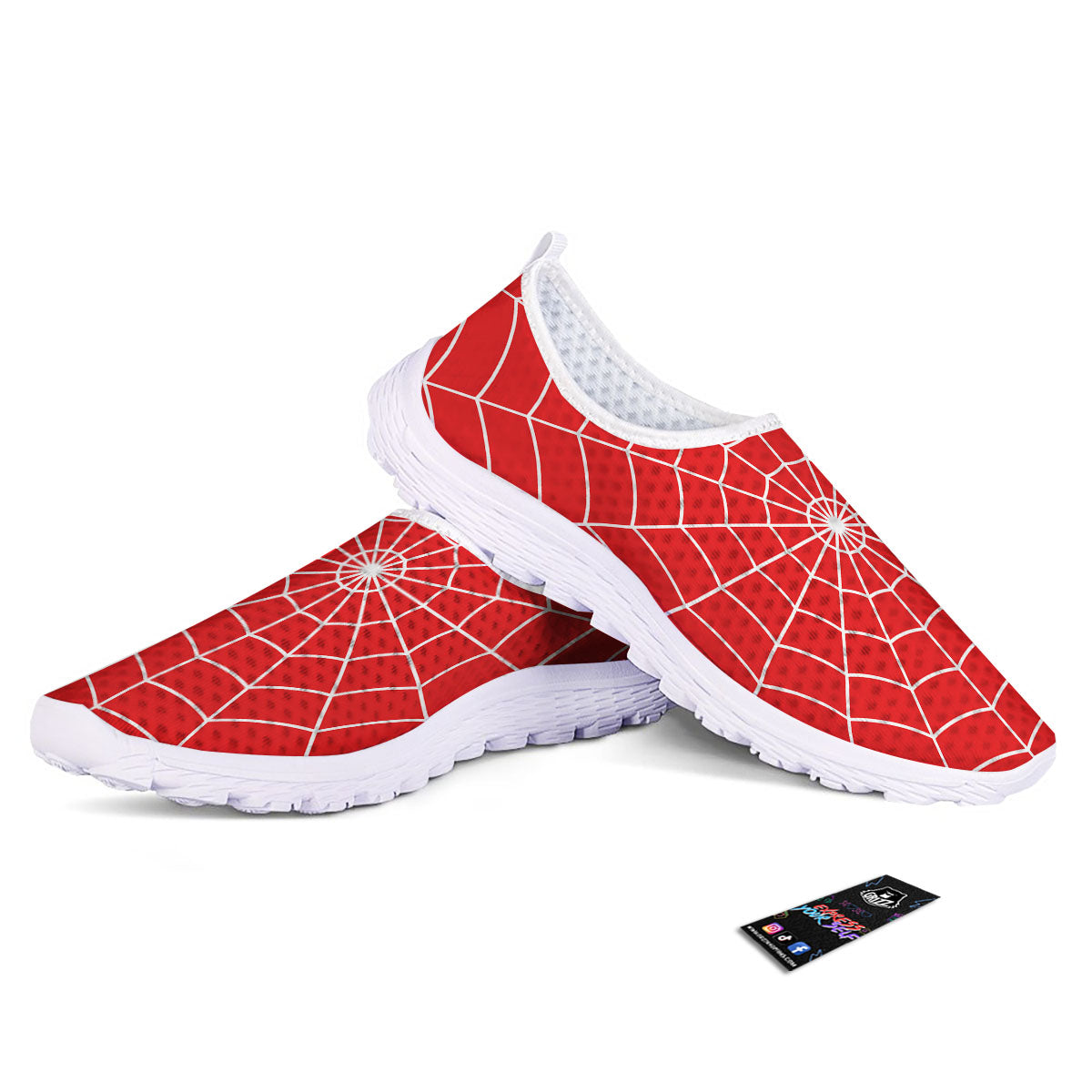 Spider Web Red Print Nurse Shoes-grizzshop