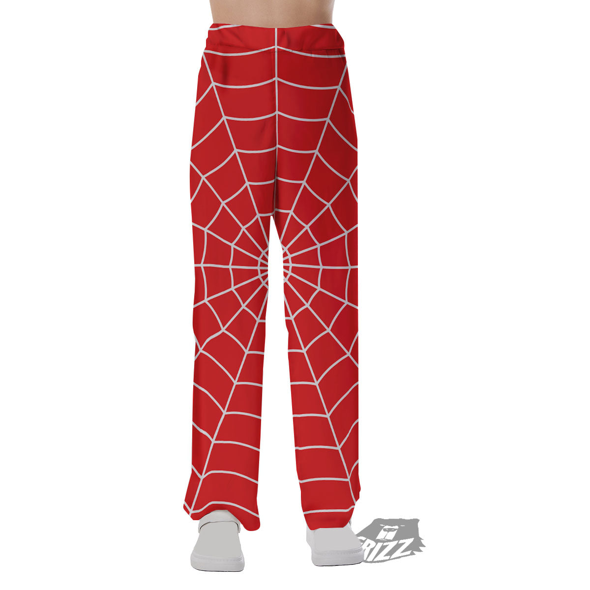 Spider Web Red Print Pajama Pants-grizzshop