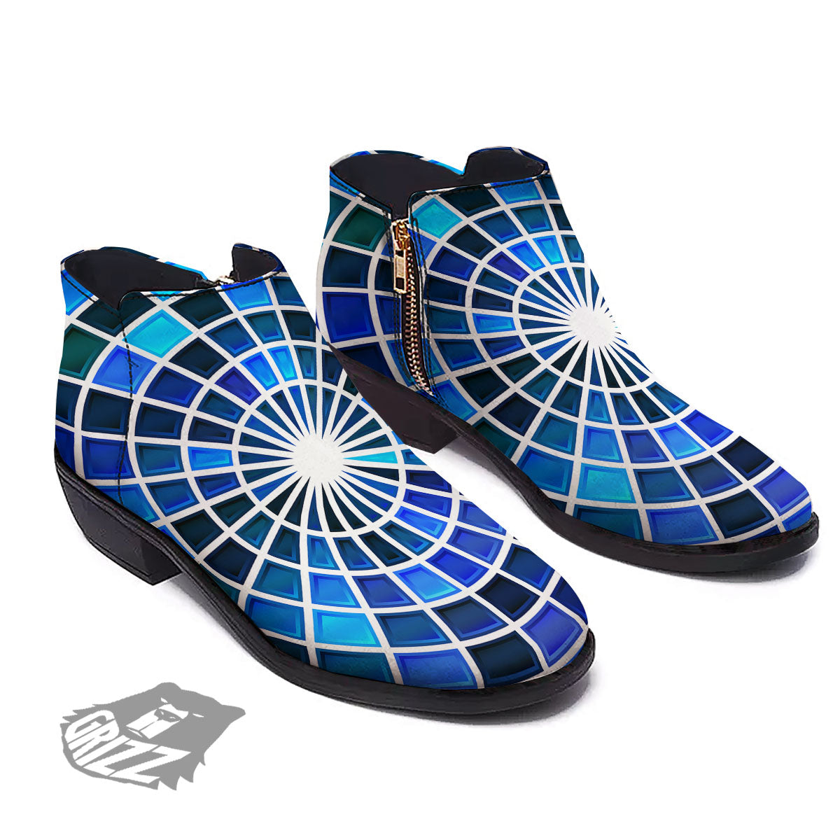 Spider Web Stained Mosaic Print Ankle Boots-grizzshop