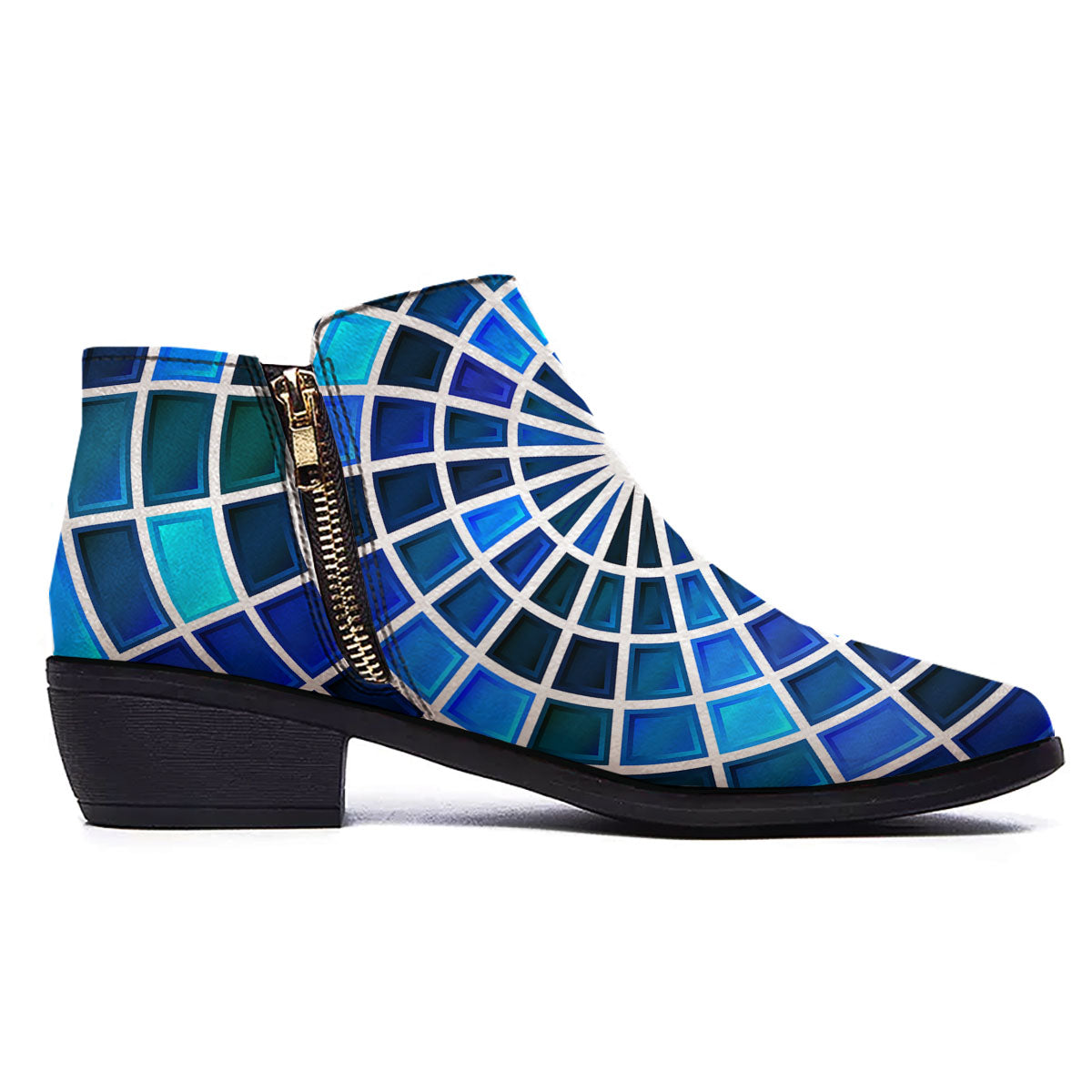 Spider Web Stained Mosaic Print Ankle Boots-grizzshop