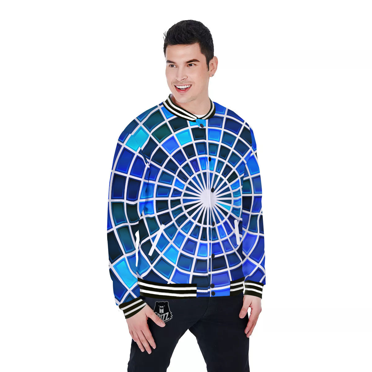 Spider Web Stained Mosaic Print Baseball Jacket-grizzshop
