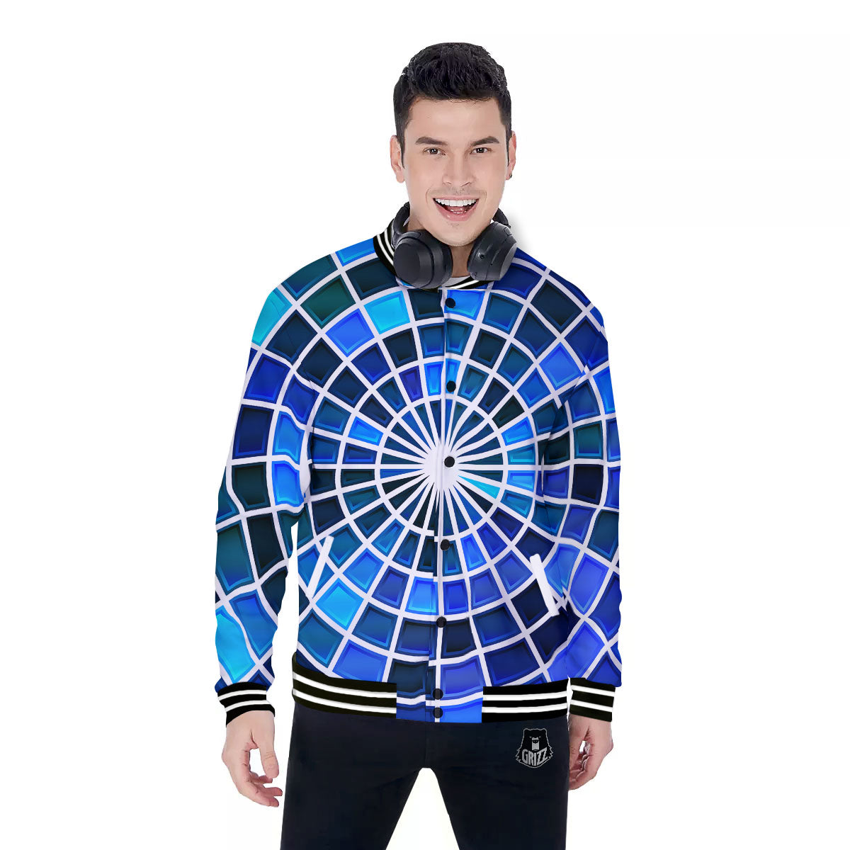 Spider Web Stained Mosaic Print Baseball Jacket-grizzshop
