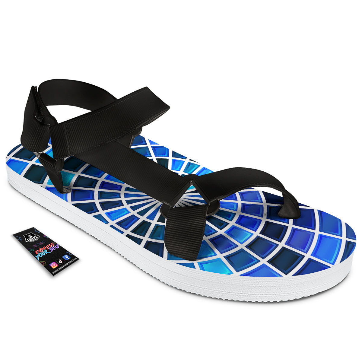 Spider Web Stained Mosaic Print Black Open Toe Sandals-grizzshop