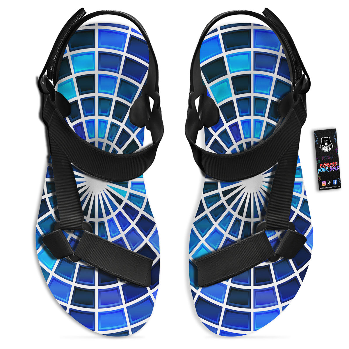 Spider Web Stained Mosaic Print Black Open Toe Sandals-grizzshop