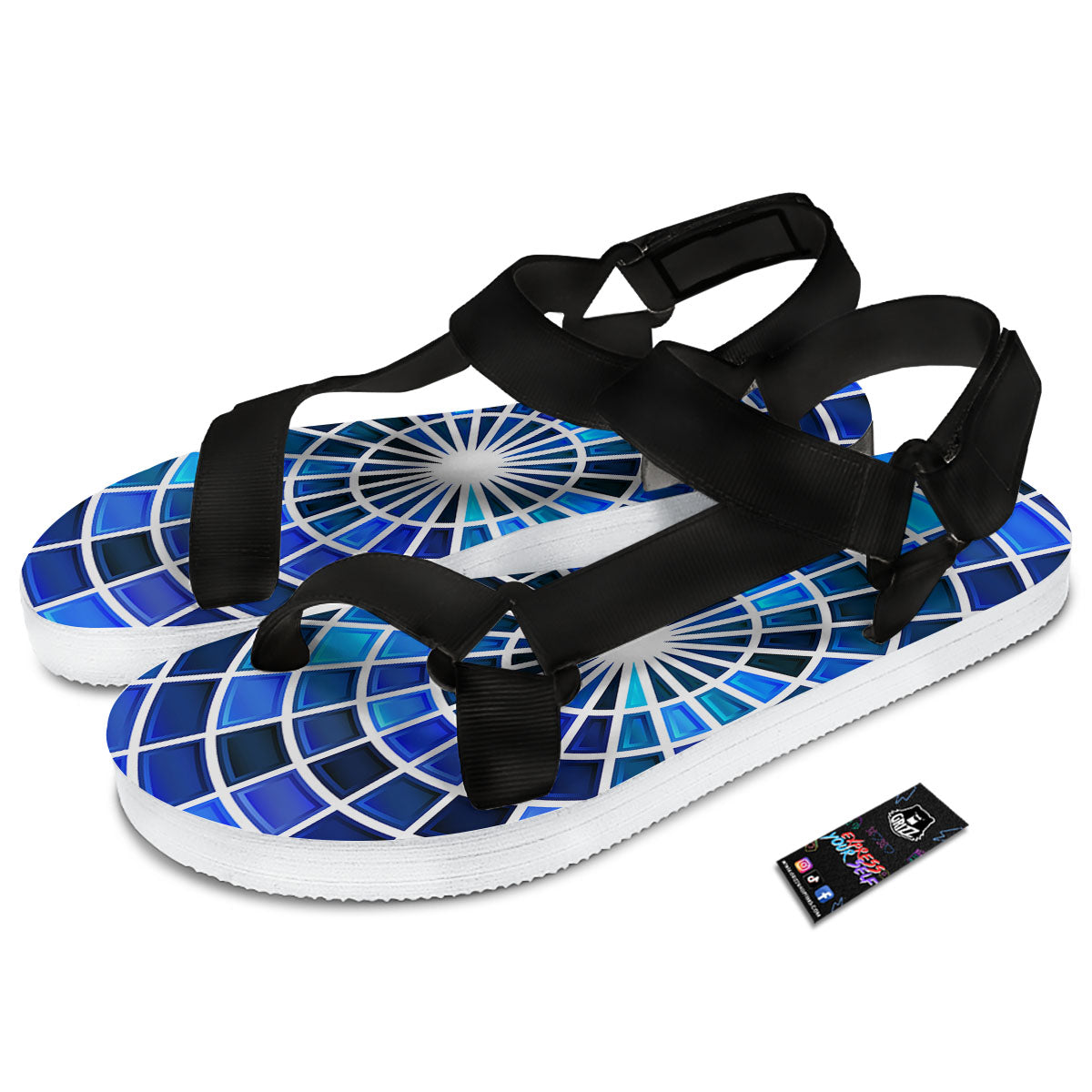 Spider Web Stained Mosaic Print Black Open Toe Sandals-grizzshop