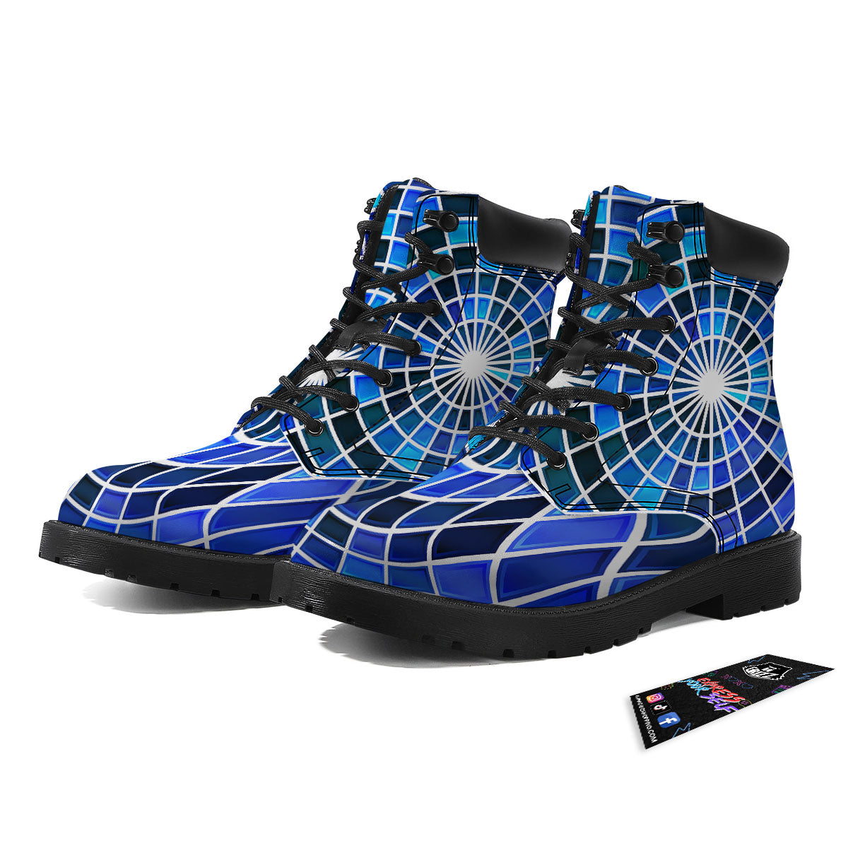 Spider Web Stained Mosaic Print Boots-grizzshop