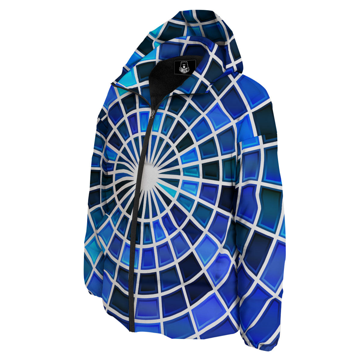 Spider Web Stained Mosaic Print Down Jacket-grizzshop
