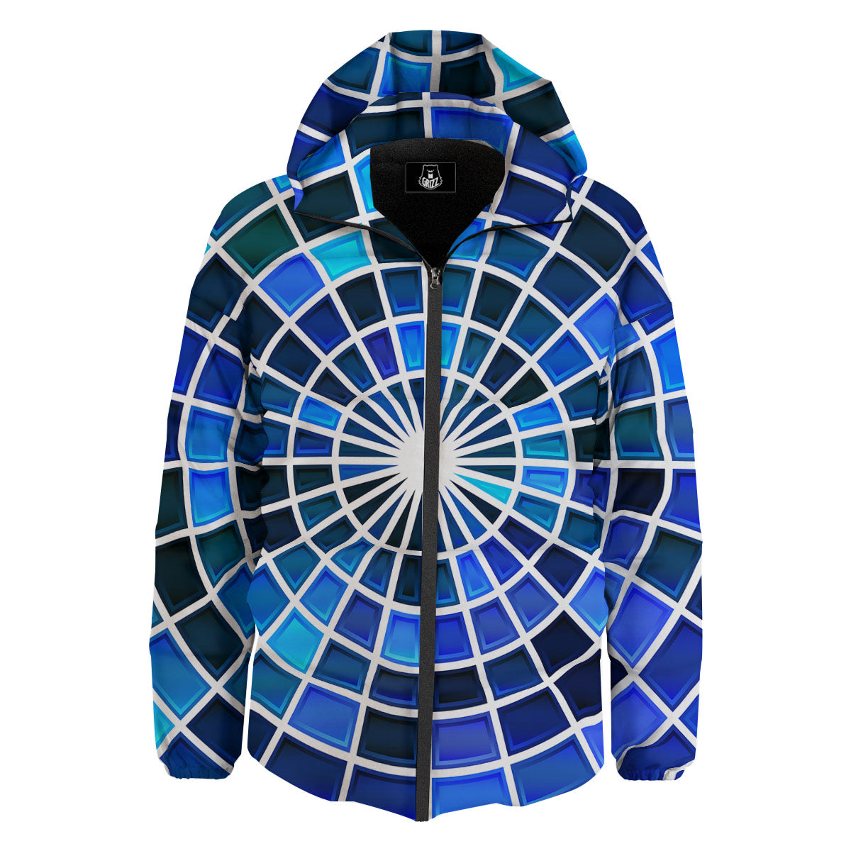 Spider Web Stained Mosaic Print Down Jacket-grizzshop