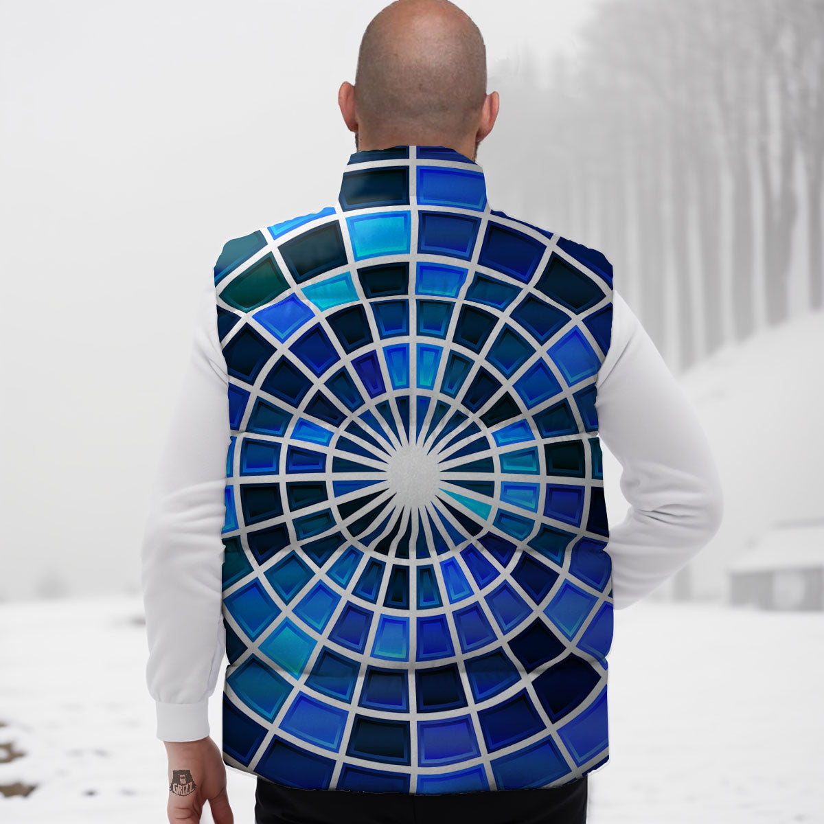 Spider Web Stained Mosaic Print Down Vest