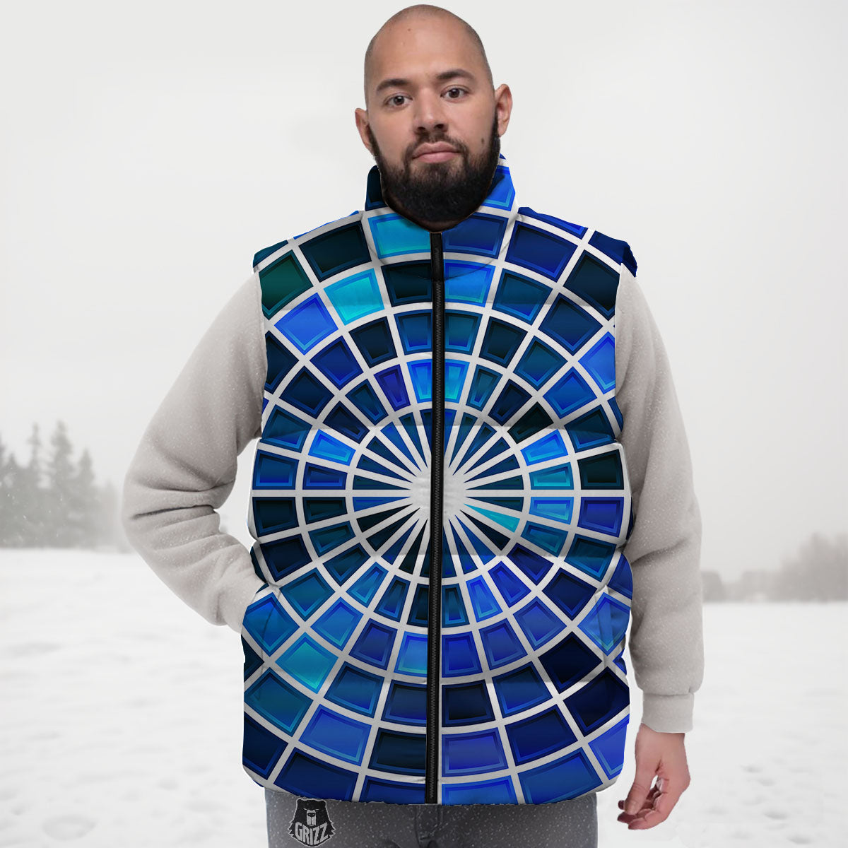 Spider Web Stained Mosaic Print Down Vest