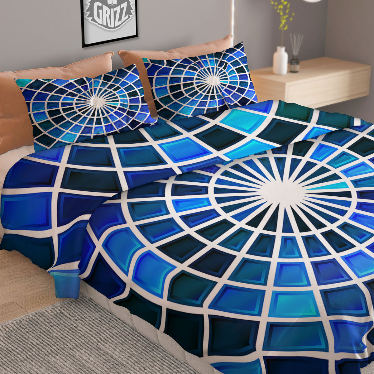 Spider Web Stained Mosaic Print Duvet Cover Bedding Set