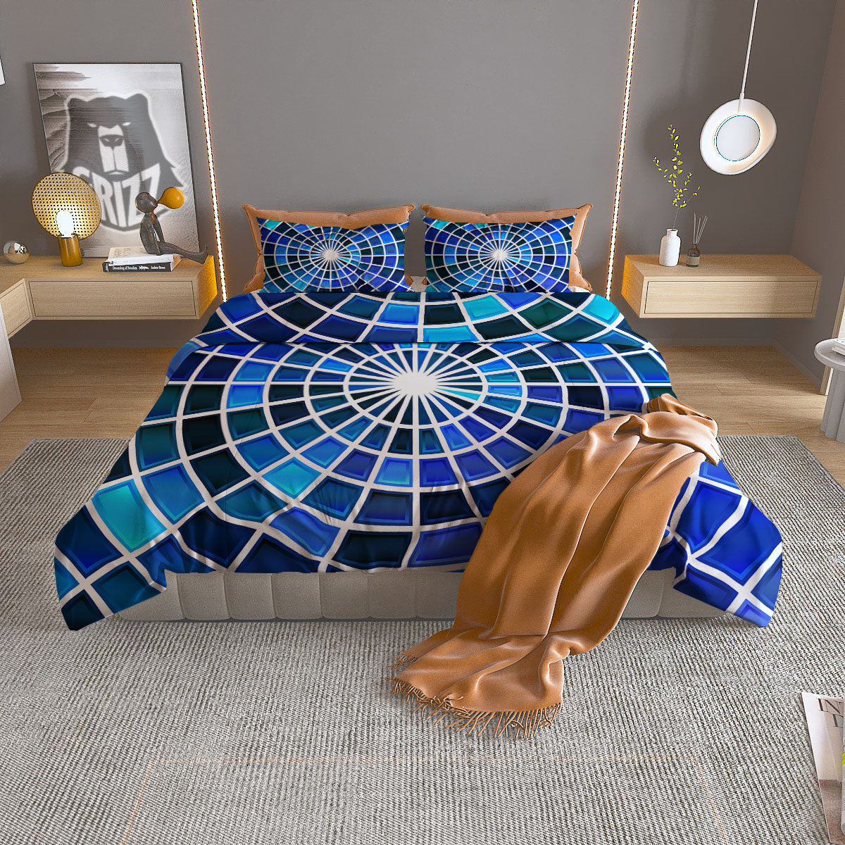Spider Web Stained Mosaic Print Duvet Cover Bedding Set