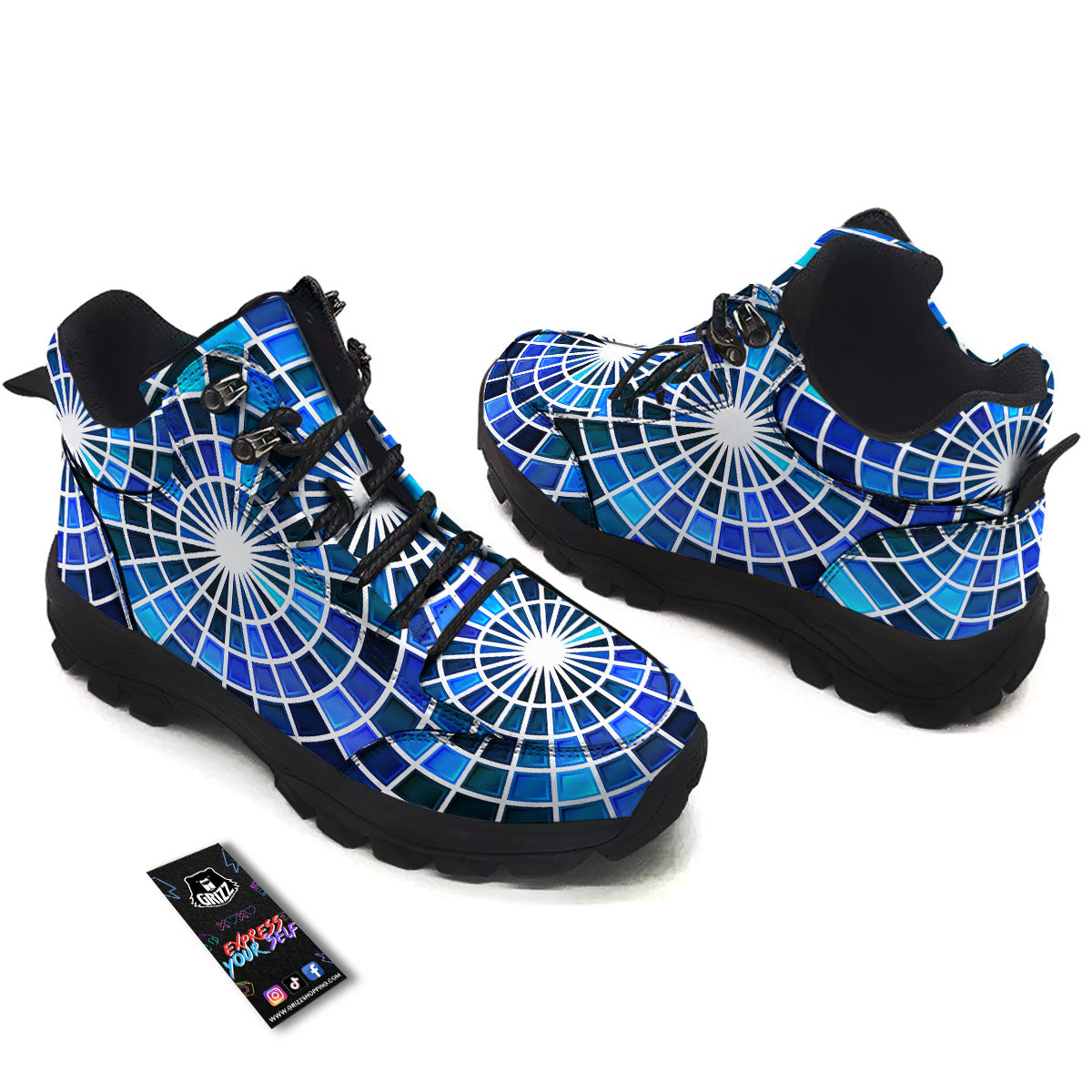 Spider Web Stained Mosaic Print Hiking Shoes-grizzshop