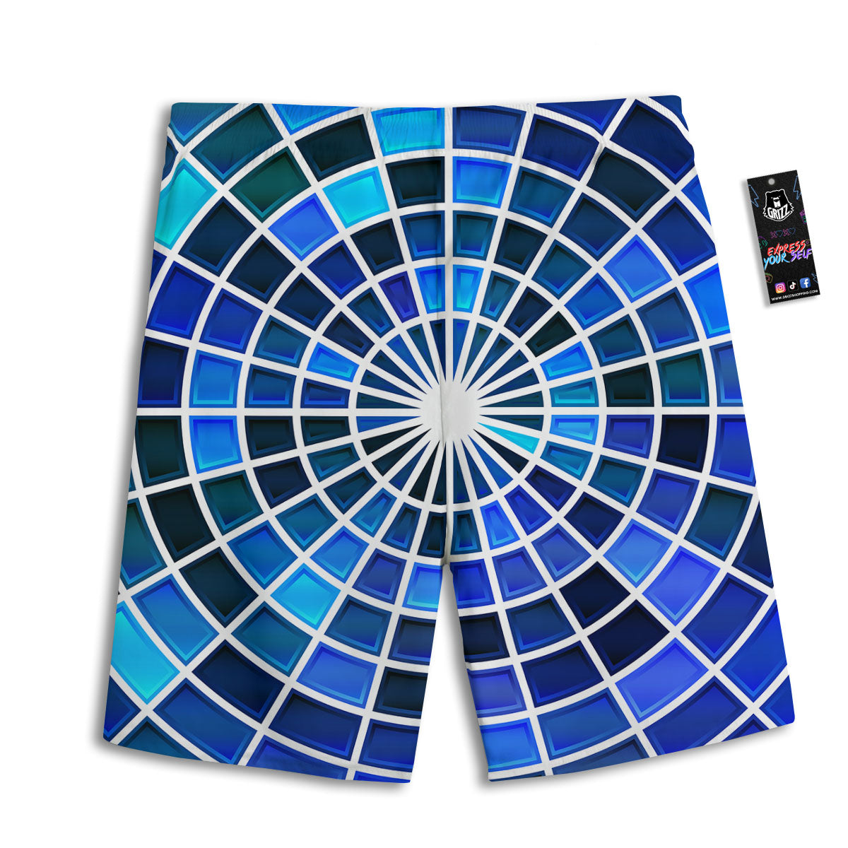 Spider Web Stained Mosaic Print Men's Athletic Shorts