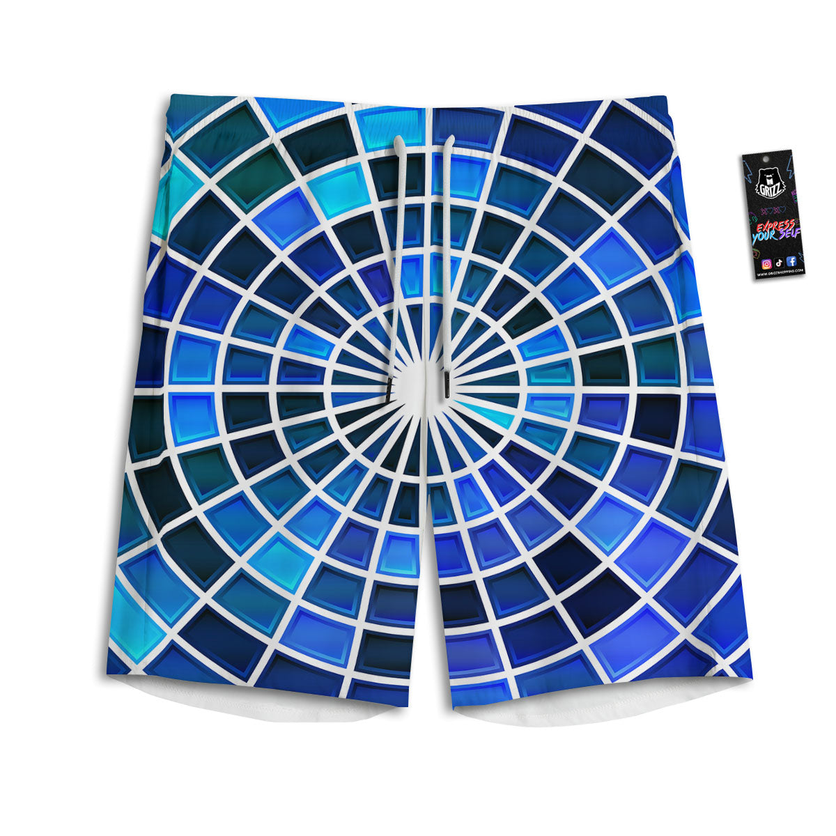 Spider Web Stained Mosaic Print Men's Athletic Shorts