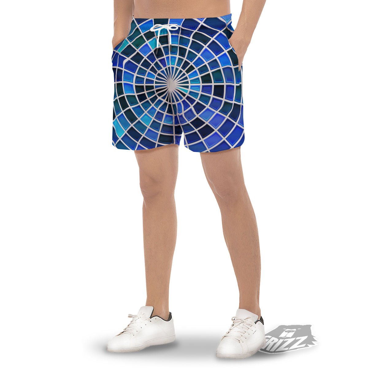 Spider Web Stained Mosaic Print Men's Gym Shorts-grizzshop