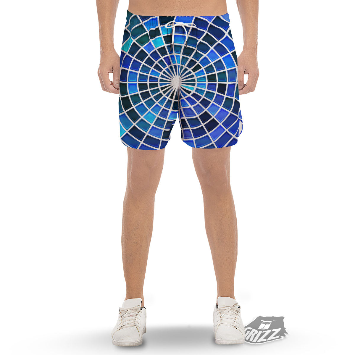 Spider Web Stained Mosaic Print Men's Gym Shorts-grizzshop
