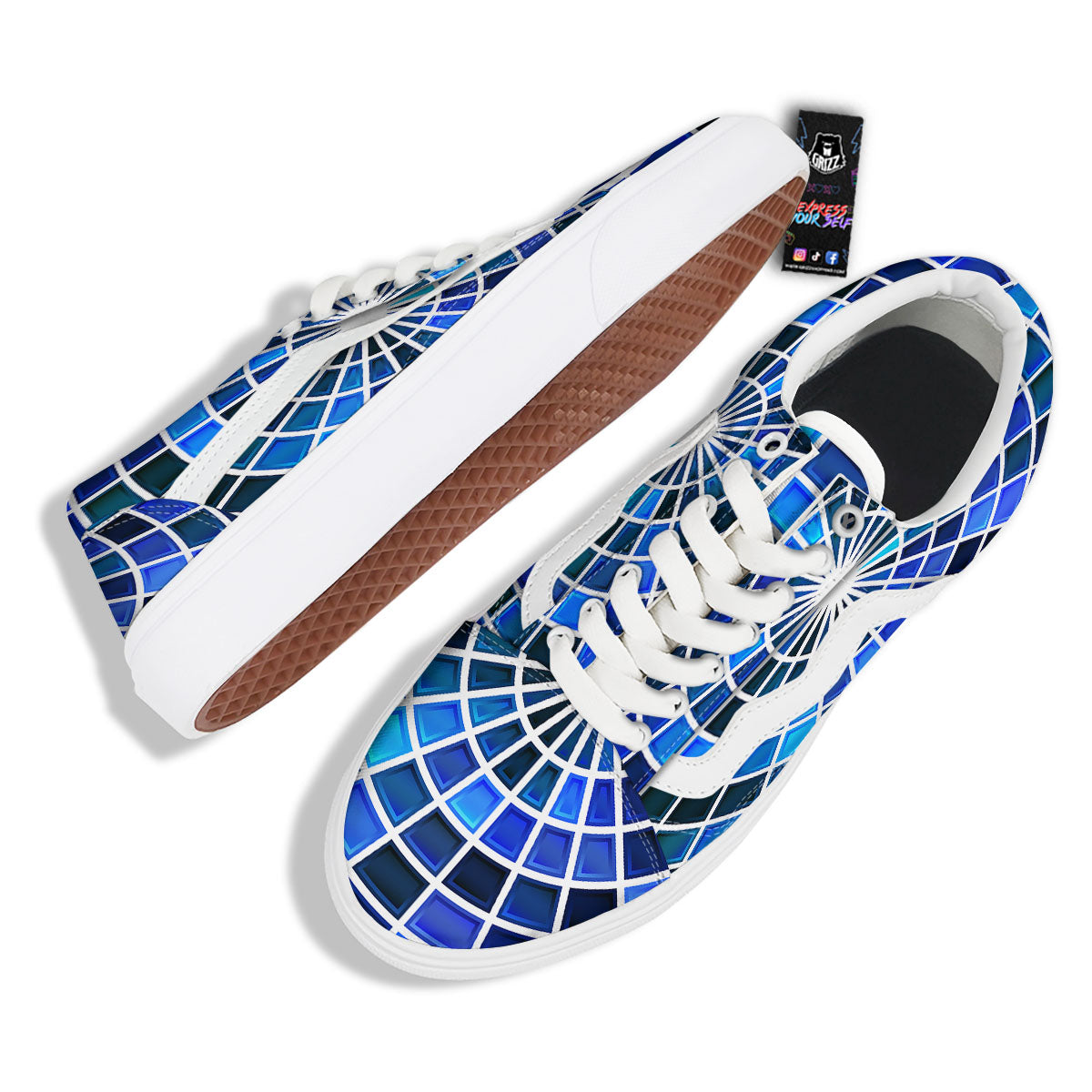 Spider Web Stained Mosaic Print Skate Shoes-grizzshop