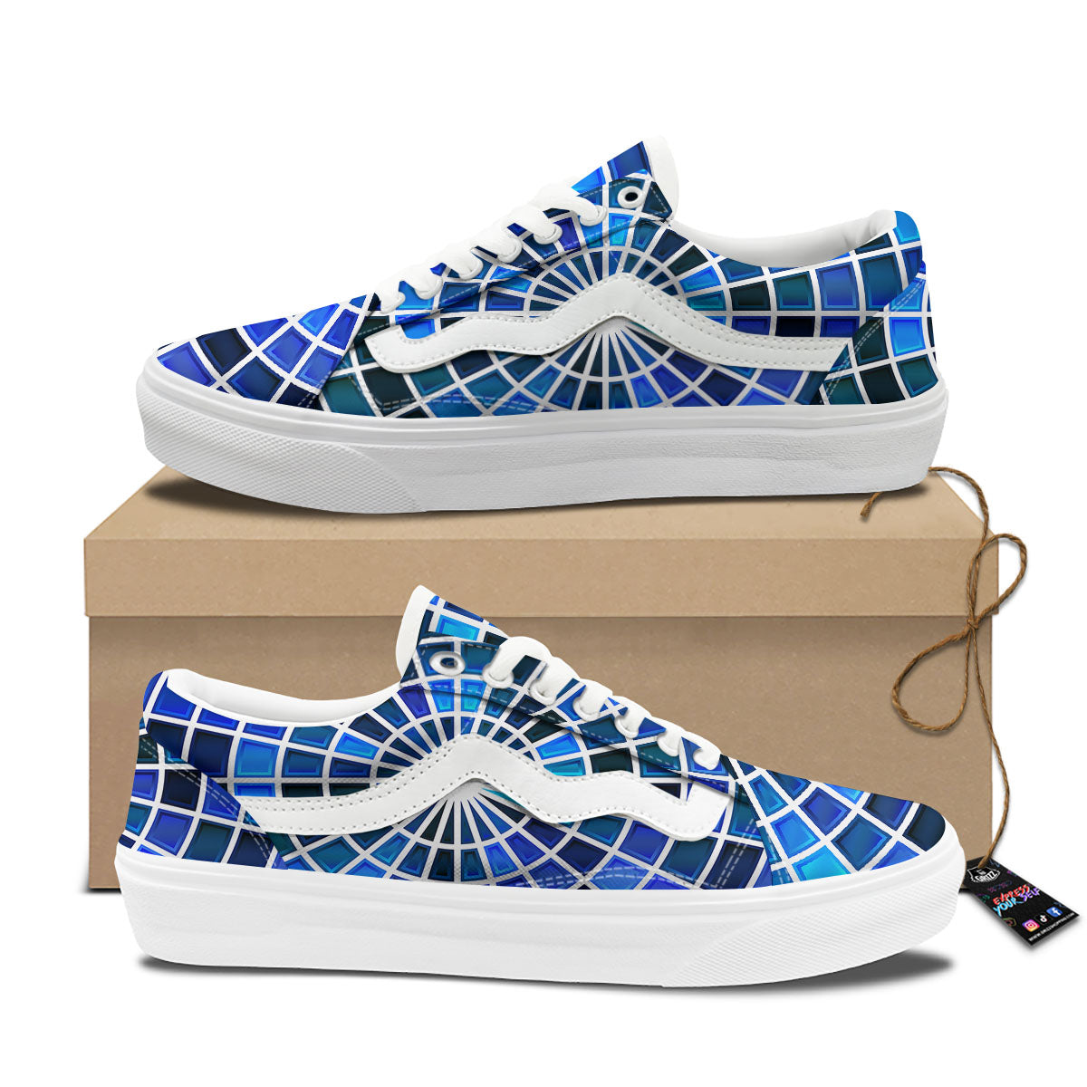 Spider Web Stained Mosaic Print Skate Shoes-grizzshop