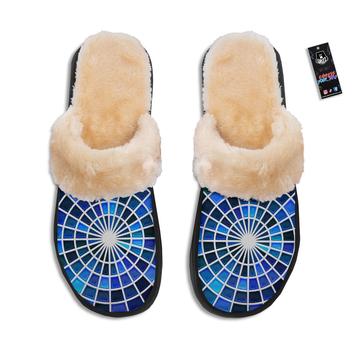 Spider Web Stained Mosaic Print Slippers-grizzshop