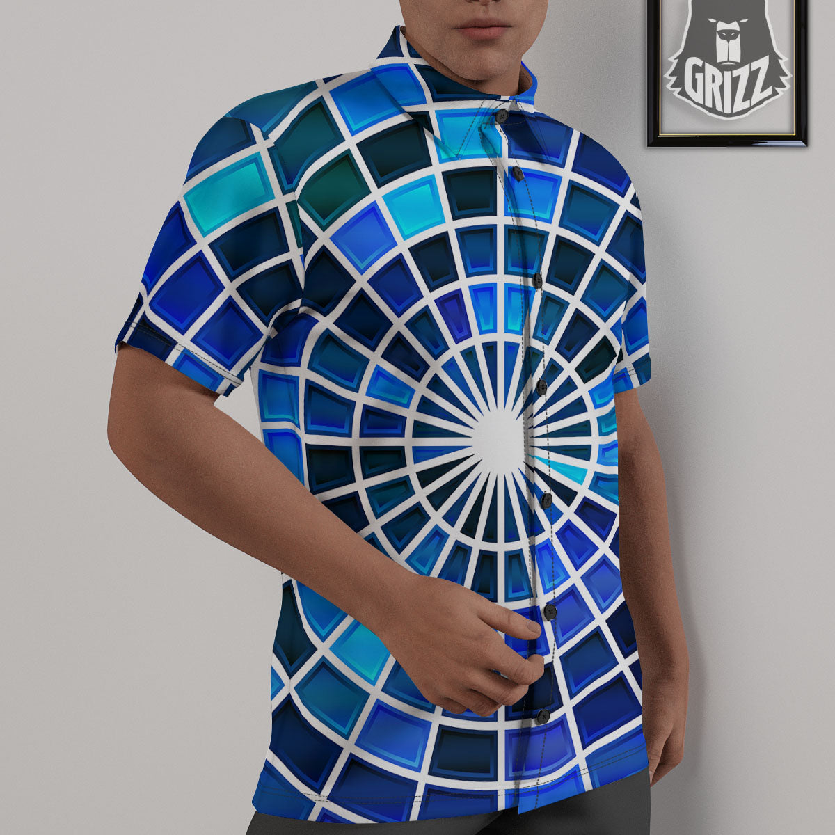 Spider Web Stained Mosaic Print Untucked Shirts-grizzshop