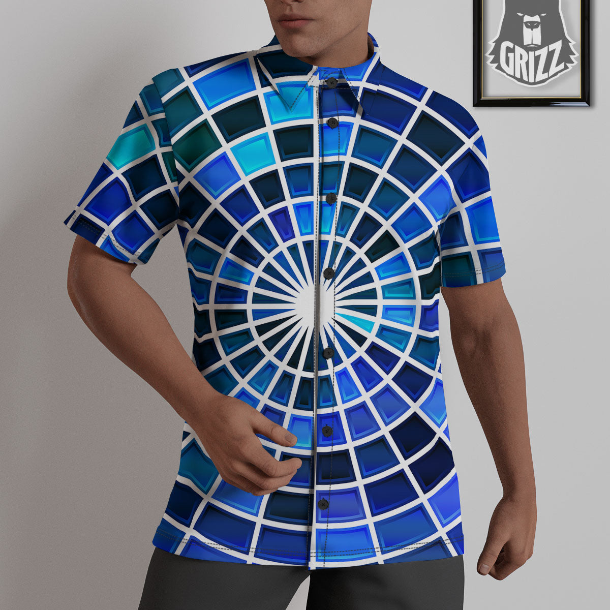 Spider Web Stained Mosaic Print Untucked Shirts-grizzshop