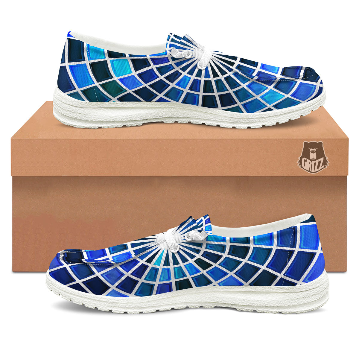 Spider Web Stained Mosaic Print White Loafers-grizzshop