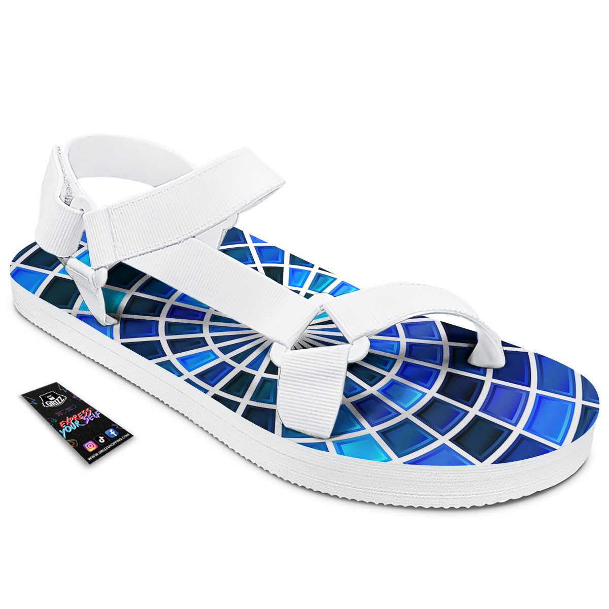 Spider Web Stained Mosaic Print White Open Toe Sandals-grizzshop