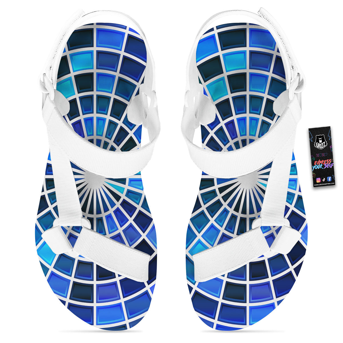 Spider Web Stained Mosaic Print White Open Toe Sandals-grizzshop