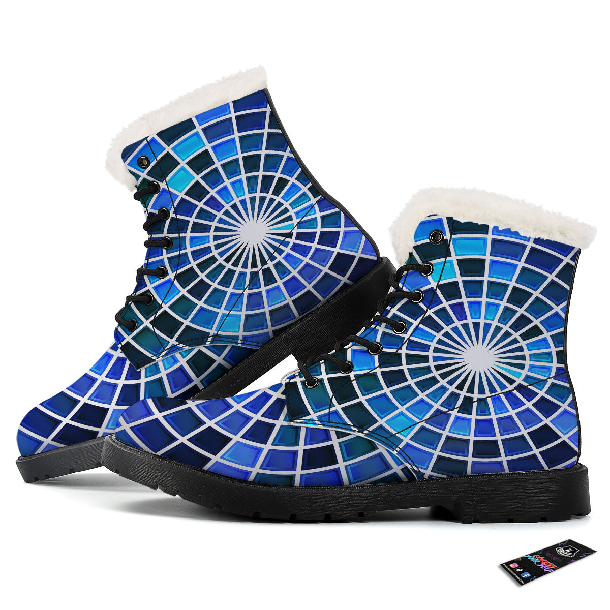 Spider Web Stained Mosaic Print Winter Boots-grizzshop