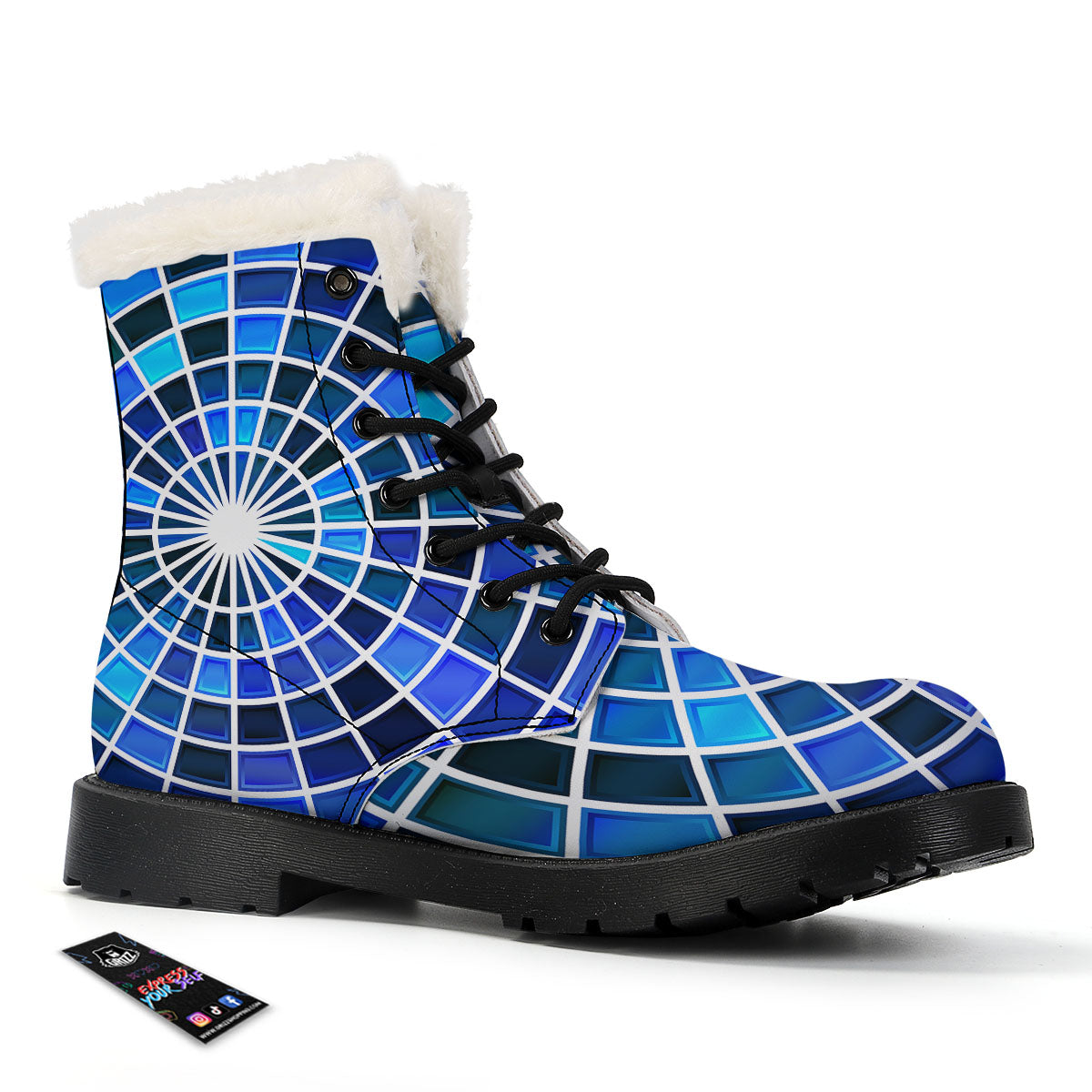 Spider Web Stained Mosaic Print Winter Boots-grizzshop