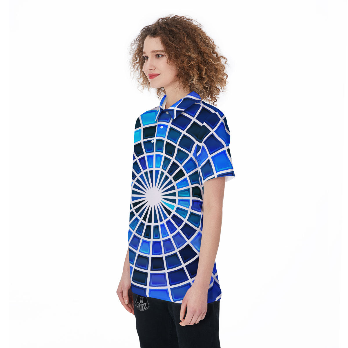 Spider Web Stained Mosaic Print Women's Golf Shirts-grizzshop