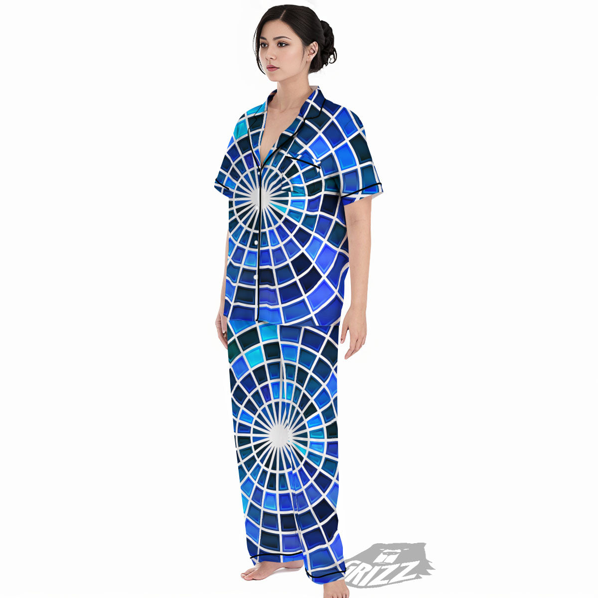Spider Web Stained Mosaic Print Women's Pajamas Set-grizzshop