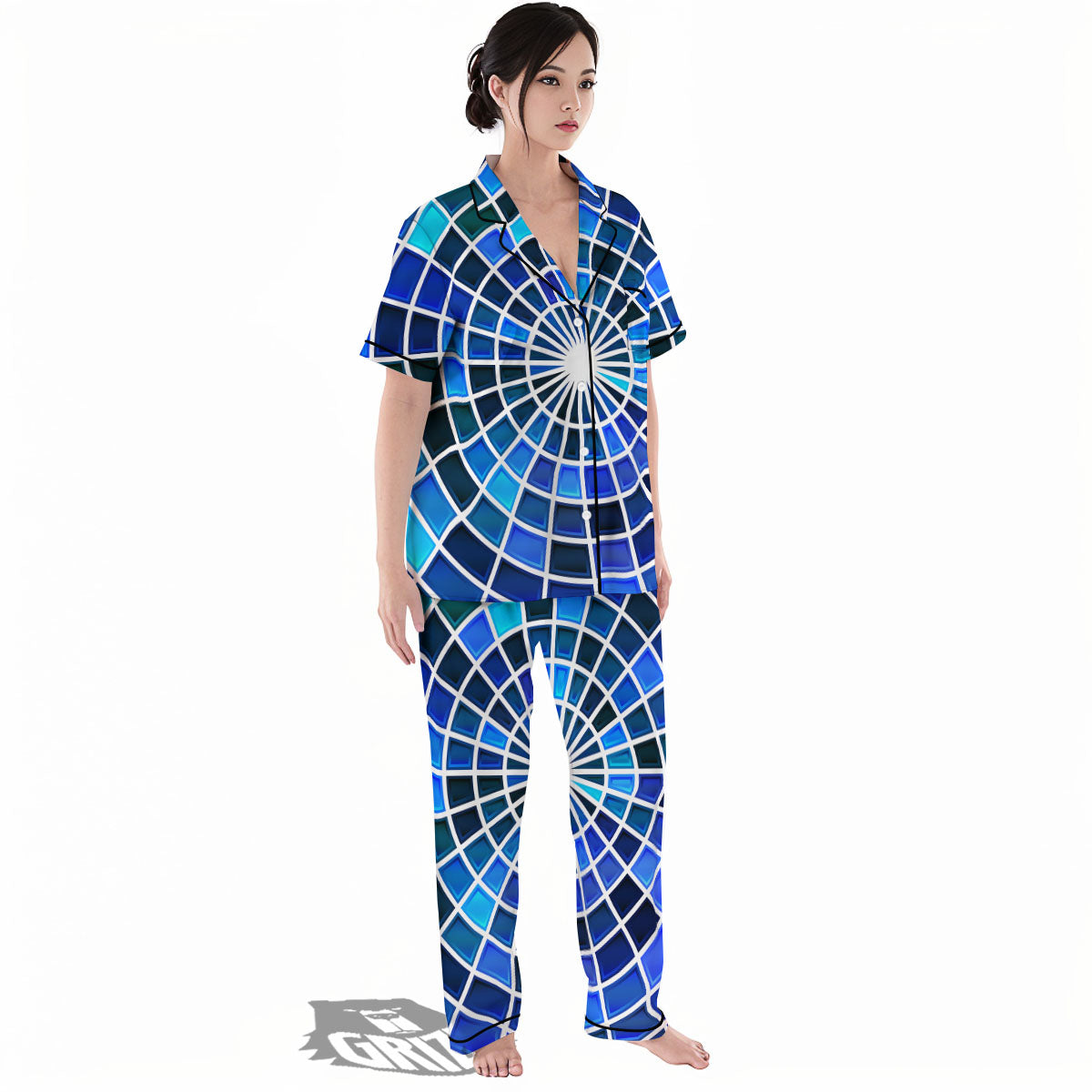 Spider Web Stained Mosaic Print Women's Pajamas Set-grizzshop