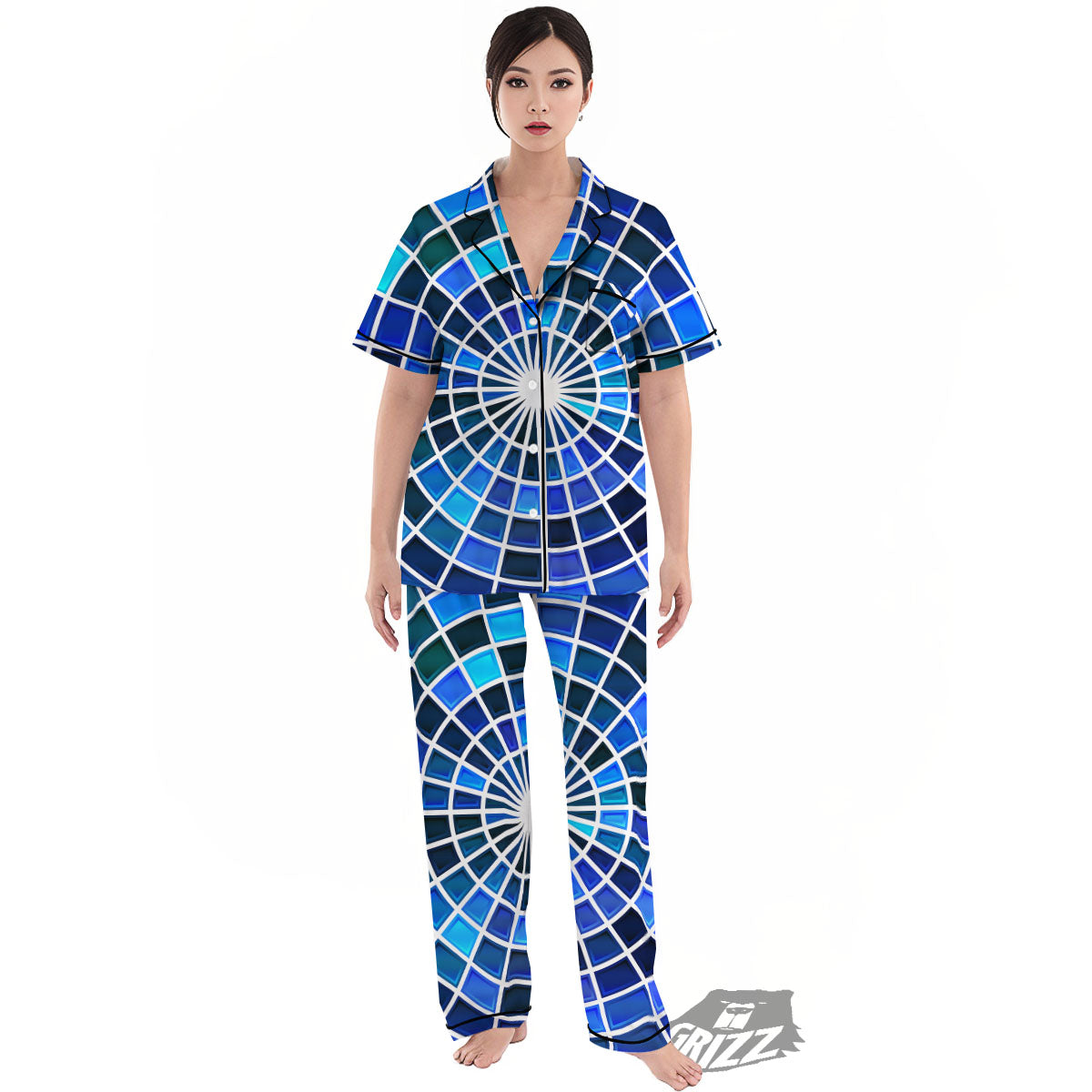 Spider Web Stained Mosaic Print Women's Pajamas Set-grizzshop