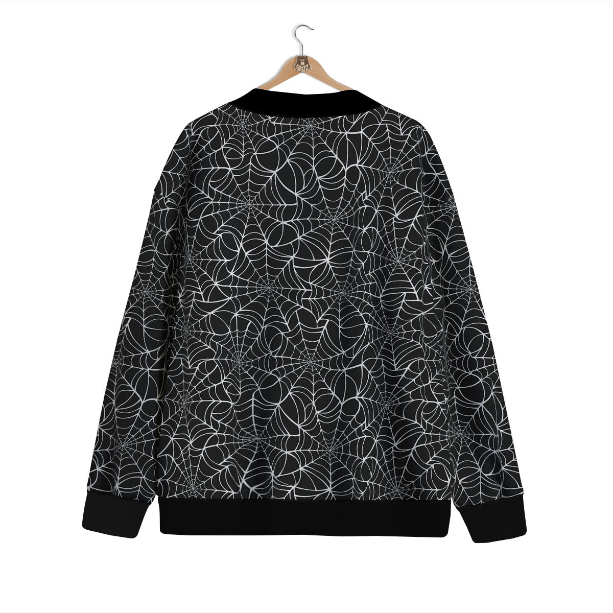 Spider Web White And Black Print Pattern Cardigan-grizzshop