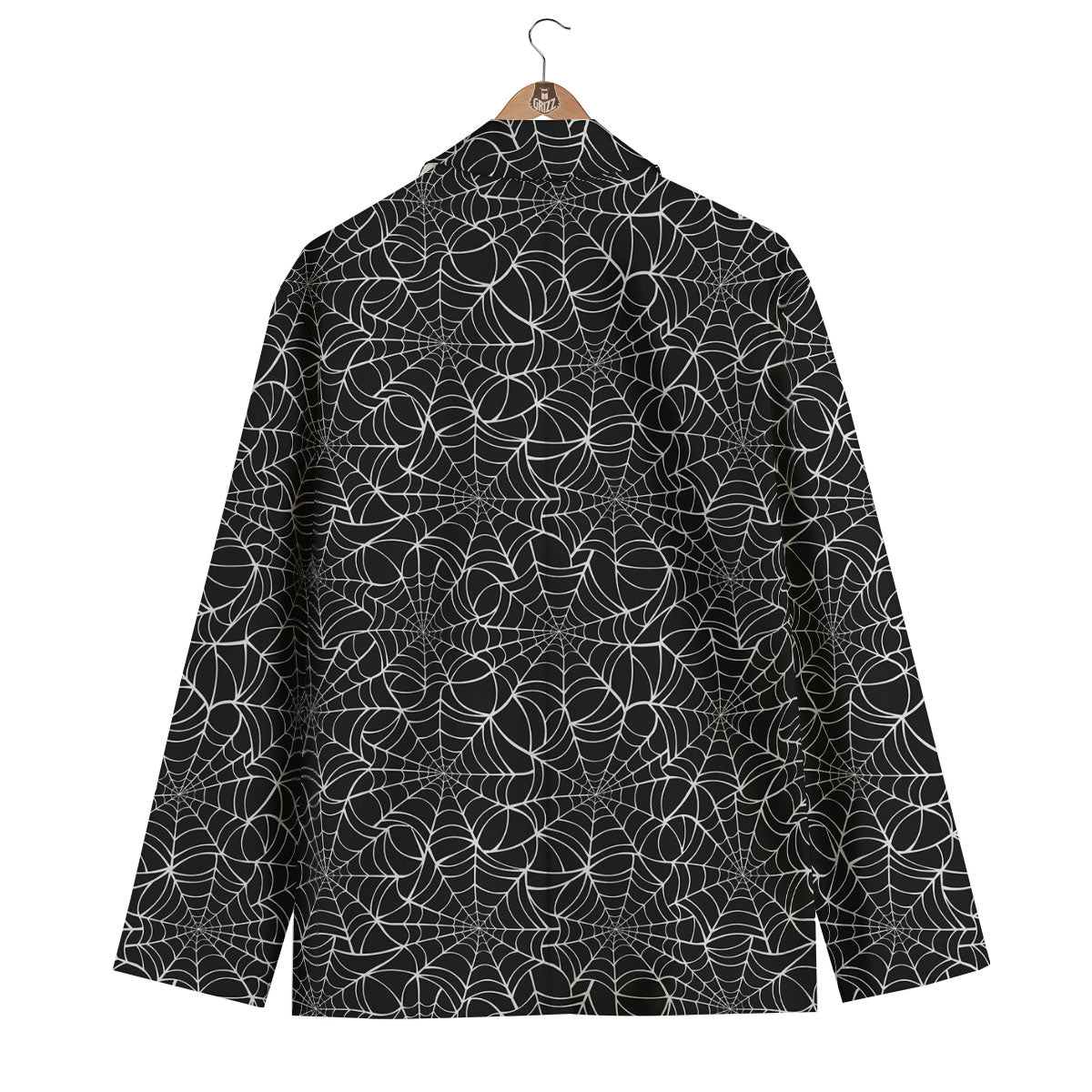 Spider Web White And Black Print Pattern Men's Blazer-grizzshop