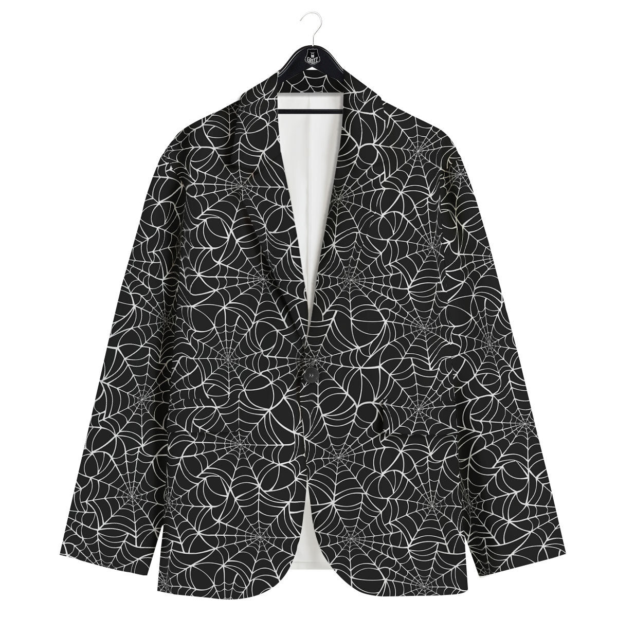 Spider Web White And Black Print Pattern Men's Sport Coat-grizzshop