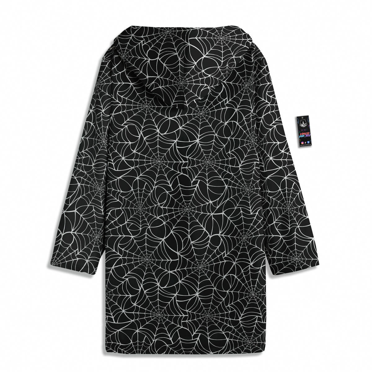 Spider Web White And Black Print Pattern Men's Windbreaker Jacket-grizzshop