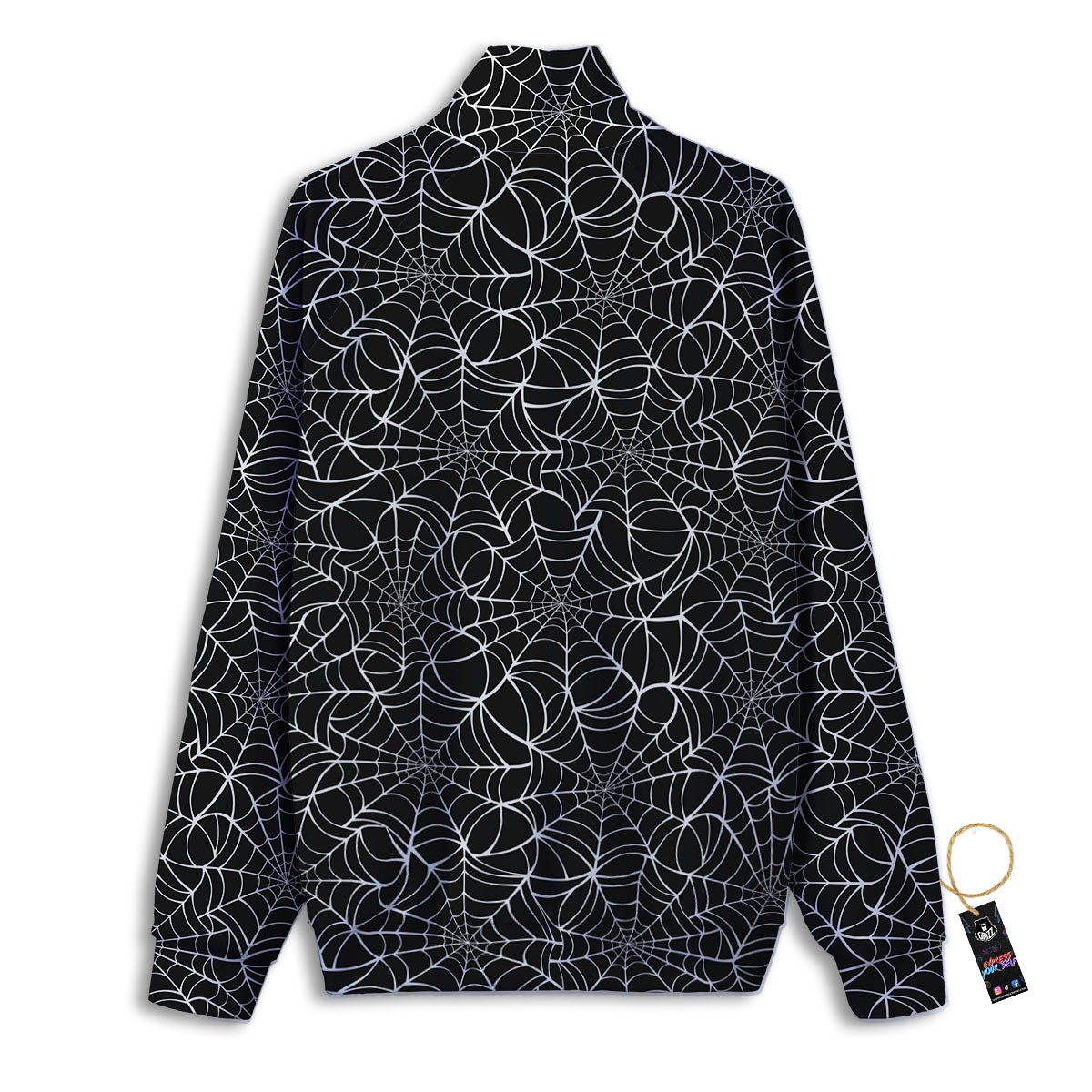 Spider Web White And Black Print Pattern Track Jacket-grizzshop